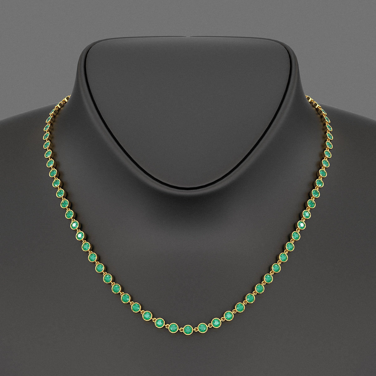 9.36 Carats Natural Emerald Choker Necklace in 14K Gold