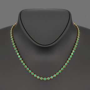 9.36 Carats Natural Emerald Choker Necklace in 14K Gold