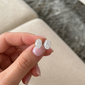 Oval Cut Lab Grown Diamond Stud Earrings: 4 Prong Set, Everyday Earrings
