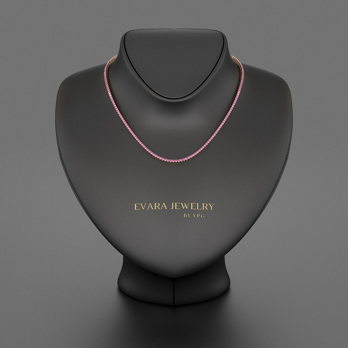 Natural Pink Sapphire Tennis Necklace in 14K/18K Gold