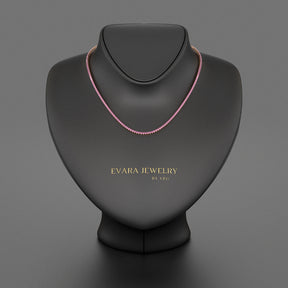 Natural Pink Sapphire Tennis Necklace in 14K/18K Gold