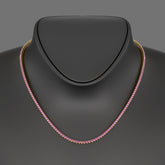 Natural Pink Sapphire Tennis Necklace in 14K/18K Gold