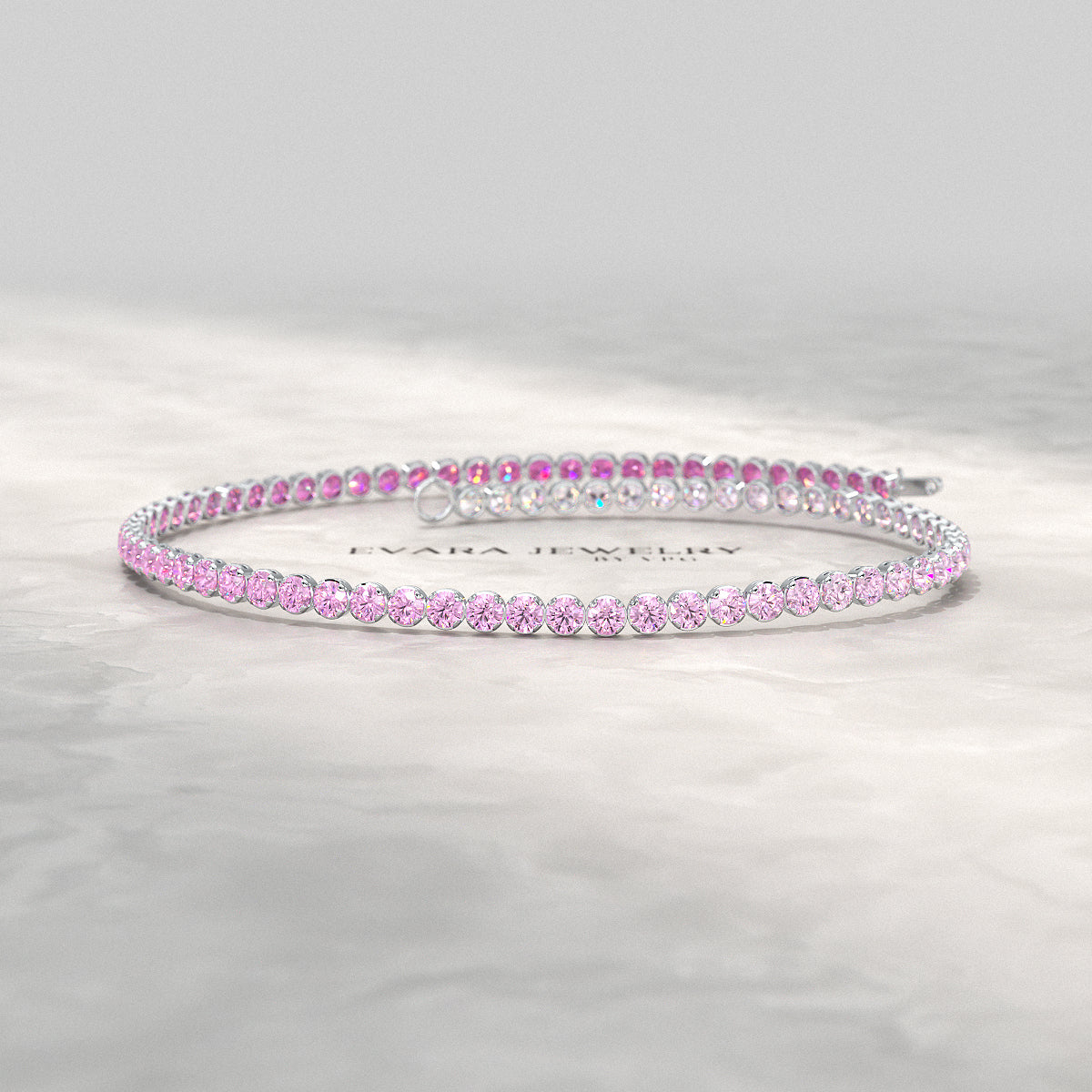 2.01 Carats Ombre Pink Sapphire Tennis Bracelet - Natural Sapphire Bracelet in Solid 18K/14K Gold