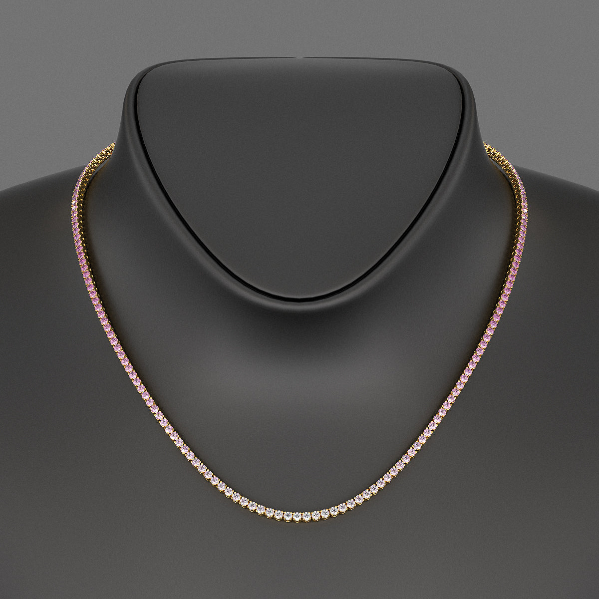 Ombre Natural Pink Sapphire Tennis Necklace in 14K/18K Gold
