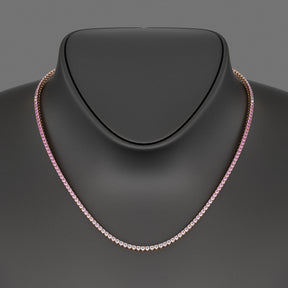 Ombre Natural Pink Sapphire Tennis Necklace in 14K/18K Gold