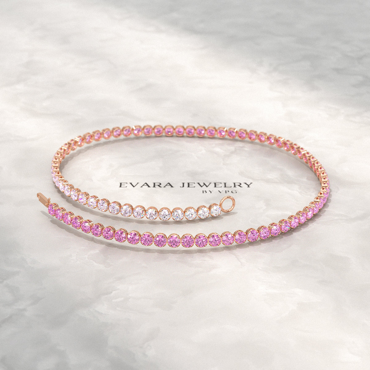 2.01 Carats Ombre Pink Sapphire Tennis Bracelet - Natural Sapphire Bracelet in Solid 18K/14K Gold