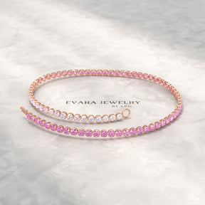 2.01 Carats Ombre Pink Sapphire Tennis Bracelet - Natural Sapphire Bracelet in Solid 18K/14K Gold