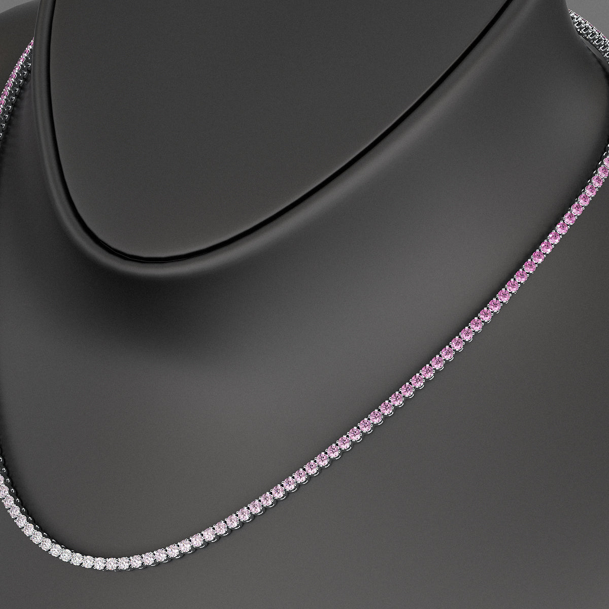 Ombre Natural Pink Sapphire Tennis Necklace in 14K/18K Gold