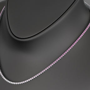 Ombre Natural Pink Sapphire Tennis Necklace in 14K/18K Gold