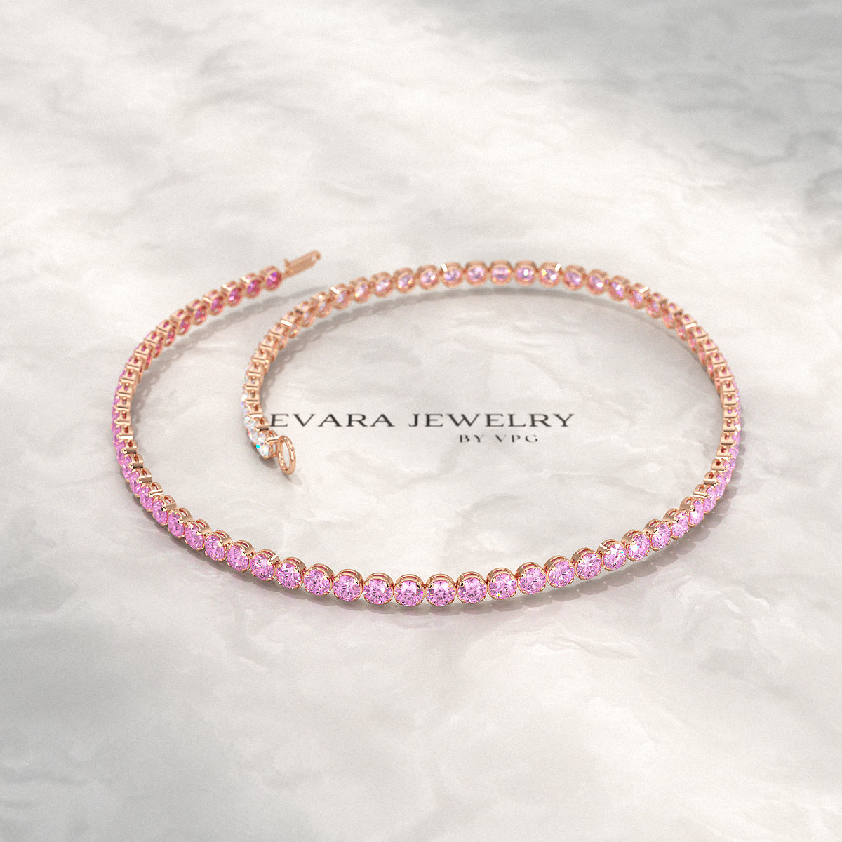 2.01 Carats Ombre Pink Sapphire Tennis Bracelet - Natural Sapphire Bracelet in Solid 18K/14K Gold