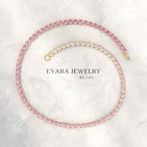 2.01 Carats Ombre Pink Sapphire Tennis Bracelet - Natural Sapphire Bracelet in Solid 18K/14K Gold