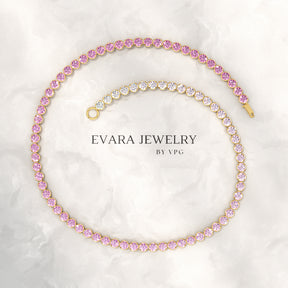 2.01 Carats Ombre Pink Sapphire Tennis Bracelet - Natural Sapphire Bracelet in Solid 18K/14K Gold