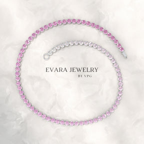 2.01 Carats Ombre Pink Sapphire Tennis Bracelet - Natural Sapphire Bracelet in Solid 18K/14K Gold