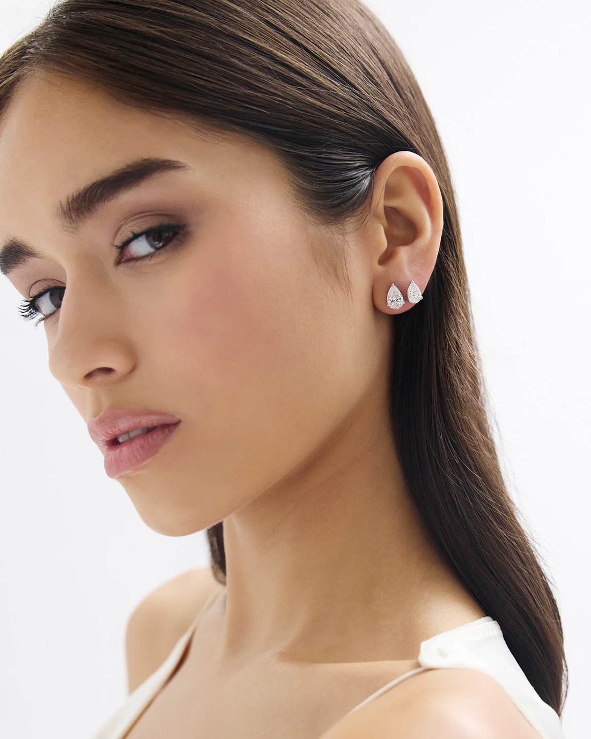 Pear Cut Lab Grown Diamond Stud Earrings: Solitaire Studs, Statement Earrings