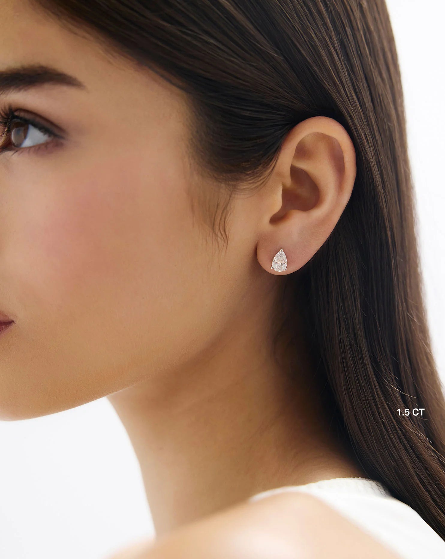 Pear Cut Lab Grown Diamond Stud Earrings: Solitaire Studs, Statement Earrings