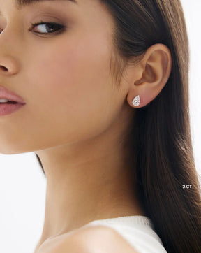Pear Cut Lab Grown Diamond Stud Earrings: Solitaire Studs, Statement Earrings