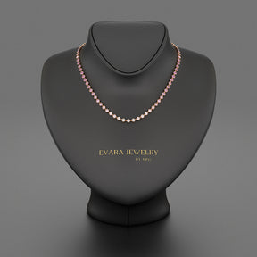 9.38 Carats Ombre Natural Pink Sapphire Choker Necklace in 14K Rose Gold