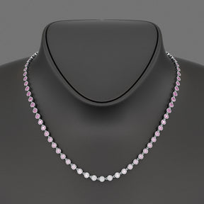 9.38 Carats Ombre Natural Pink Sapphire Choker Necklace in 14K Rose Gold