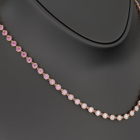 9.38 Carats Ombre Natural Pink Sapphire Choker Necklace in 14K Rose Gold