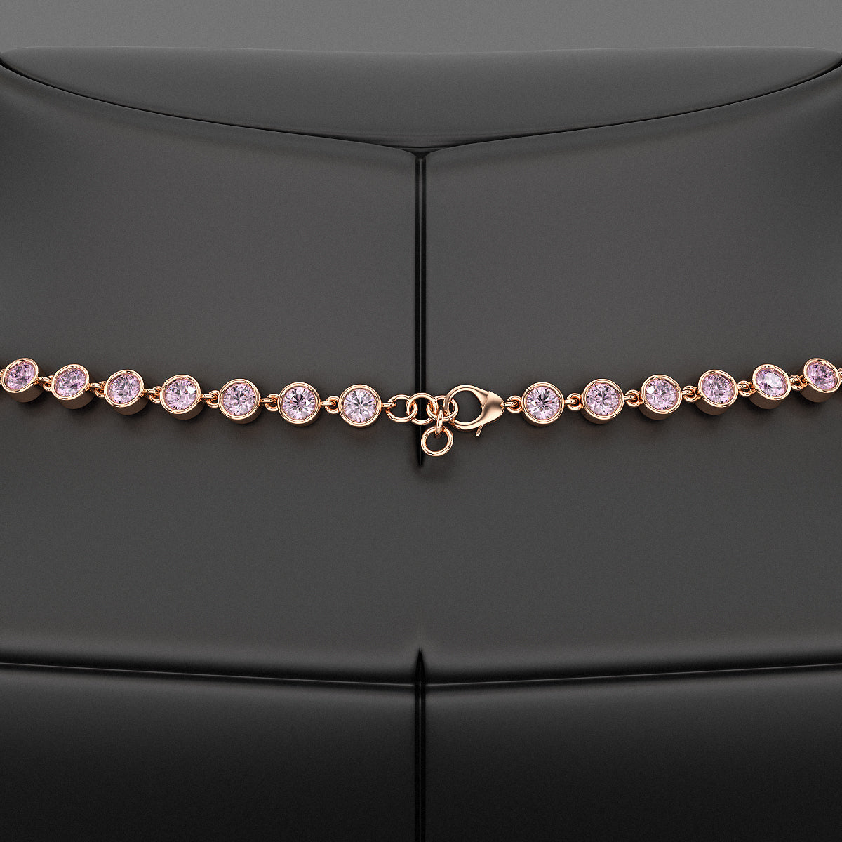 9.38 Carats Ombre Natural Pink Sapphire Choker Necklace in 14K Rose Gold