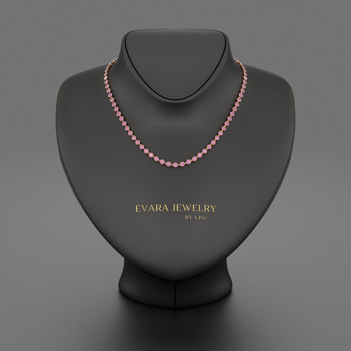 9.14 Carats Natural Pink Sapphire Choker Necklace in 14K Gold