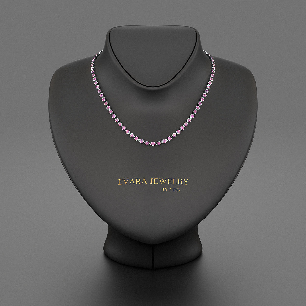 9.14 Carats Natural Pink Sapphire Choker Necklace in 14K Gold