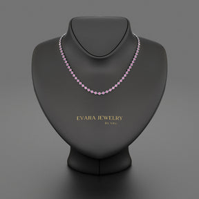 9.14 Carats Natural Pink Sapphire Choker Necklace in 14K Gold