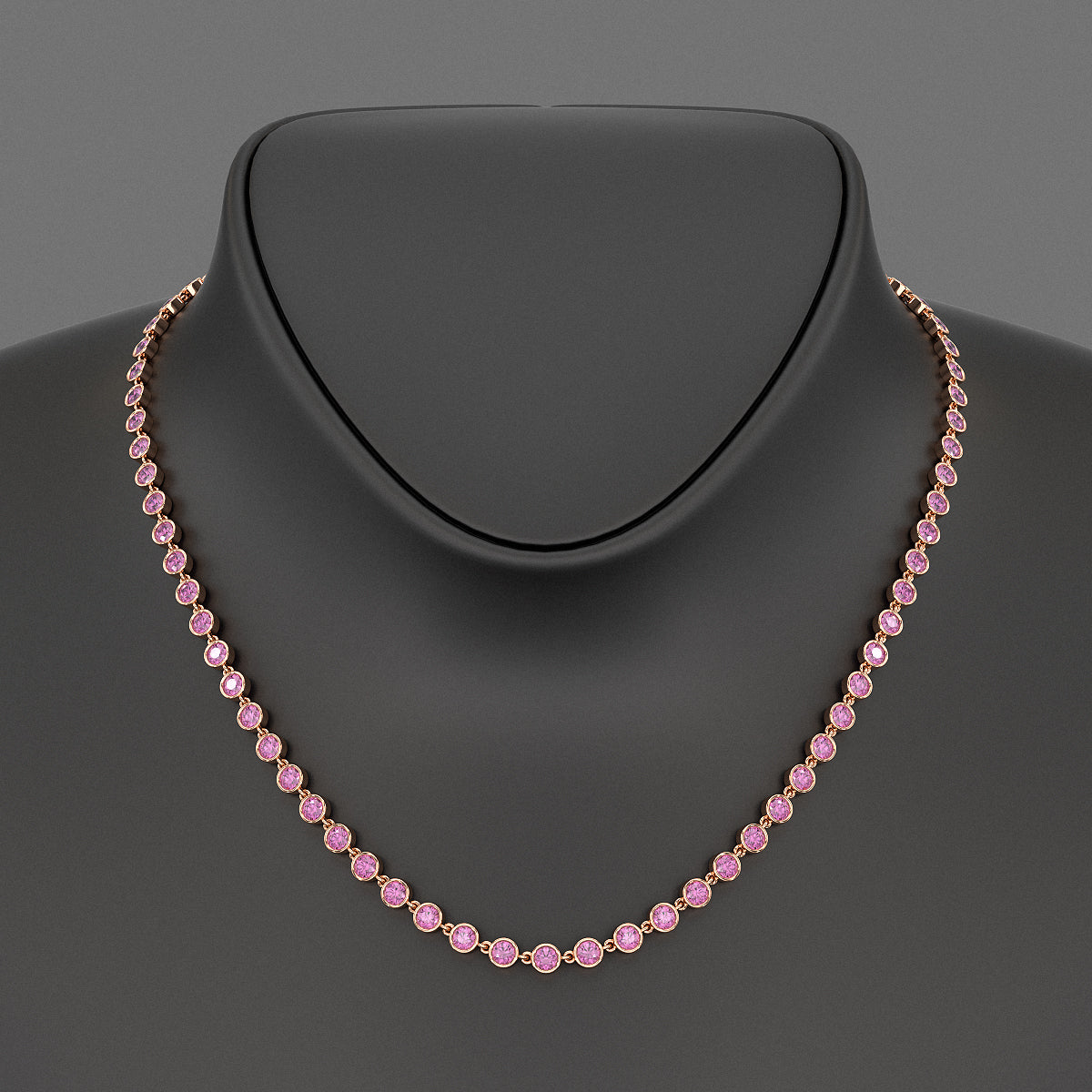 9.14 Carats Natural Pink Sapphire Choker Necklace in 14K Gold