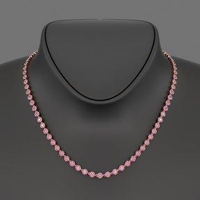 9.14 Carats Natural Pink Sapphire Choker Necklace in 14K Gold