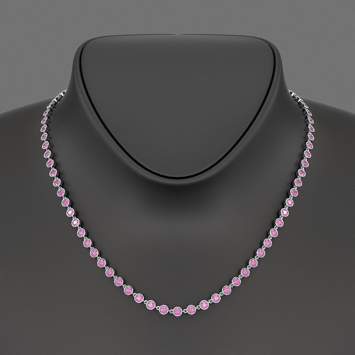 9.14 Carats Natural Pink Sapphire Choker Necklace in 14K Gold