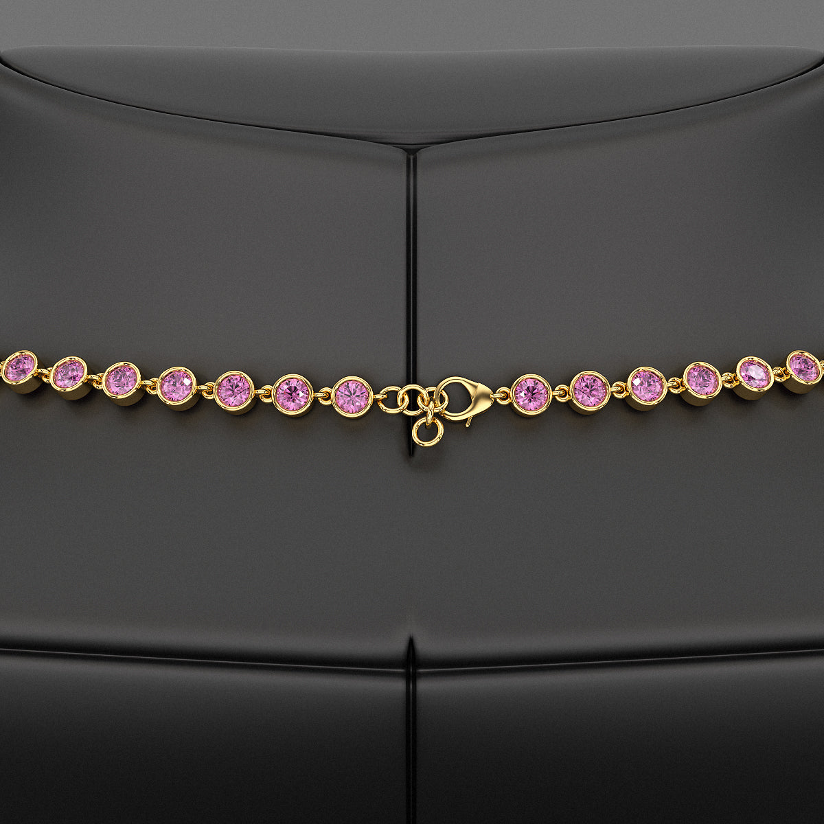 9.14 Carats Natural Pink Sapphire Choker Necklace in 14K Gold