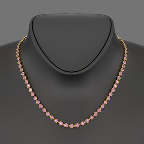 9.14 Carats Natural Pink Sapphire Choker Necklace in 14K Gold