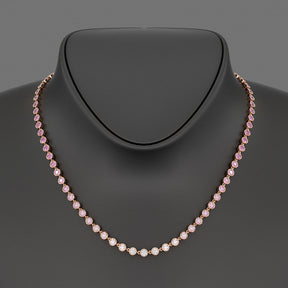 9.38 Carats Ombre Natural Pink Sapphire Choker Necklace in 14K Rose Gold