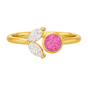 Pink Tourmaline & Diamond Stacking Open Ring