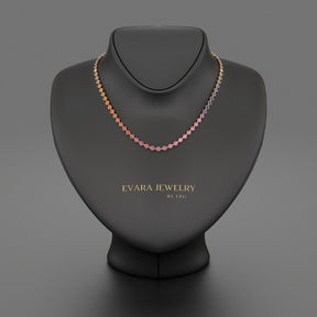 9.20 Carats Natural Rainbow Sapphire Necklace in 14K Gold