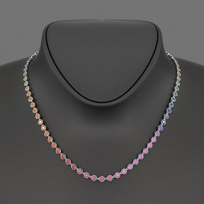 9.20 Carats Natural Rainbow Sapphire Necklace in 14K Gold