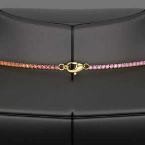 Natural Rainbow Sapphire Tennis Necklace in 14K/18K Solid Gold