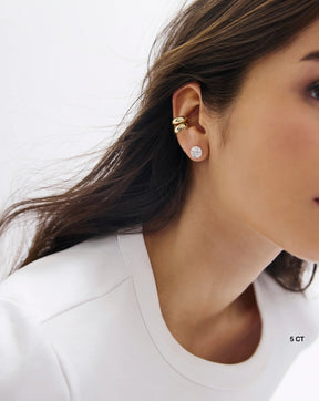 Round Cut Lab Grown Diamond Stud Earrings: Martini Setting, 3 Prong Push Back