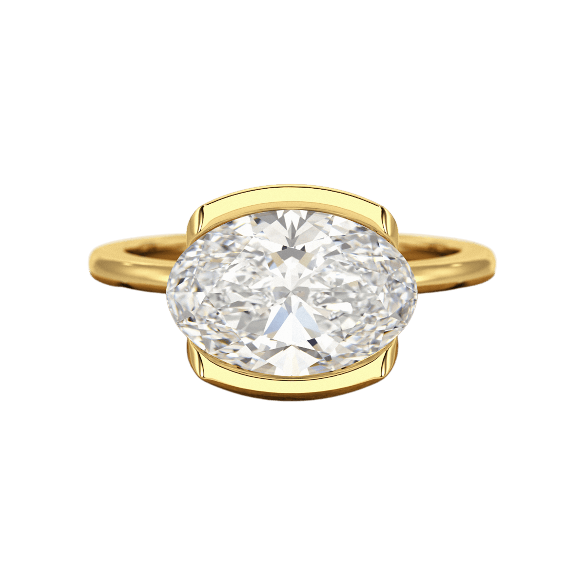 3 Carat Oval Half Bezel Engagement Ring