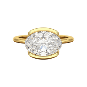3 Carat Oval Half Bezel Engagement Ring