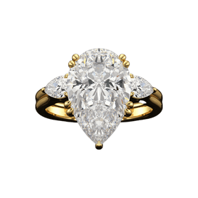 7 Carat Pear Cut Diamond Three Stone Ring with Accent Pear Diamonds