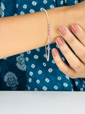 1.92 Carats Rainbow Sapphire Tennis Bracelet in Solid 14K/18K Gold