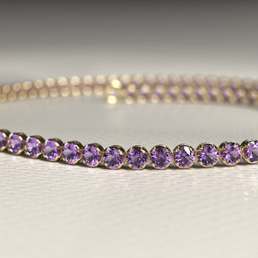 Amethyst Tennis Bracelet in 14K/18K Gold / February Birthstone Bracelet / Purple Stacking Bracelet - Evara Jewelry LLC