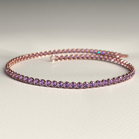 Amethyst Tennis Bracelet in 14K/18K Gold / February Birthstone Bracelet / Purple Stacking Bracelet - Evara Jewelry LLC