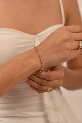 Amethyst Tennis Bracelet in 14K/18K Gold / February Birthstone Bracelet / Purple Stacking Bracelet - Evara Jewelry LLC