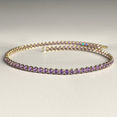 Amethyst Tennis Bracelet in 14K/18K Gold / February Birthstone Bracelet / Purple Stacking Bracelet - Evara Jewelry LLC