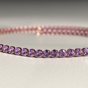 Amethyst Tennis Bracelet in 14K/18K Gold / February Birthstone Bracelet / Purple Stacking Bracelet - Evara Jewelry LLC