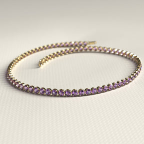 Amethyst Tennis Bracelet in 14K/18K Gold / February Birthstone Bracelet / Purple Stacking Bracelet - Evara Jewelry LLC