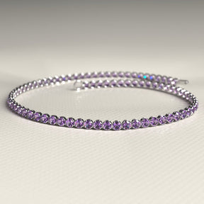 Amethyst Tennis Bracelet in 14K/18K Gold / February Birthstone Bracelet / Purple Stacking Bracelet - Evara Jewelry LLC