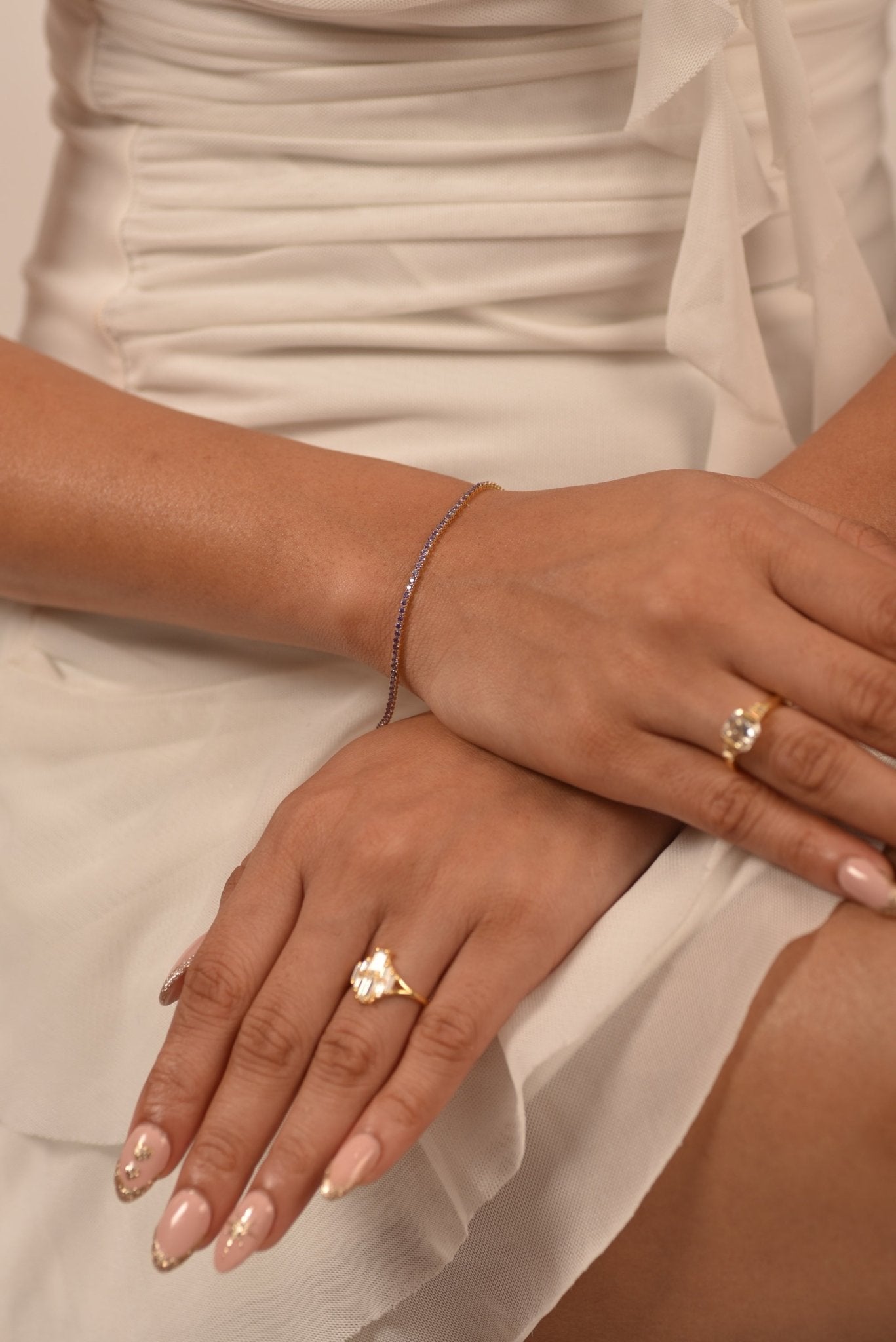 Amethyst Tennis Bracelet in 14K/18K Gold / February Birthstone Bracelet / Purple Stacking Bracelet - Evara Jewelry LLC